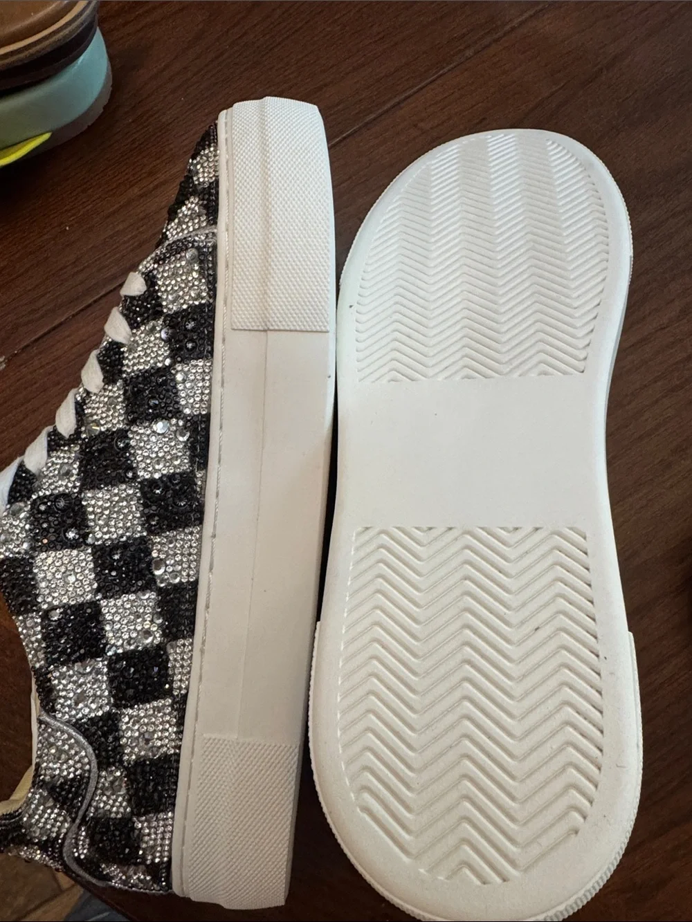 Betsey Johnson Black & Silver Crystal Checkerboard Sneakers